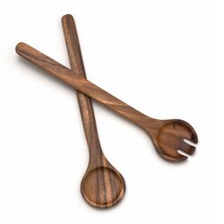 1186 13" Acacia Round Salad Server