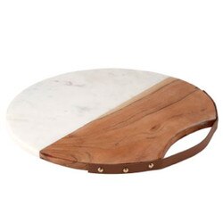 G2729 14" Acacia Wood and Marble Ch