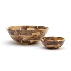 1183 7" Acacia Natural Footed Round