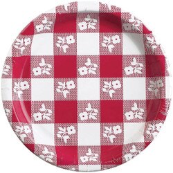 05686 7" Red Gingham Paper Plate
