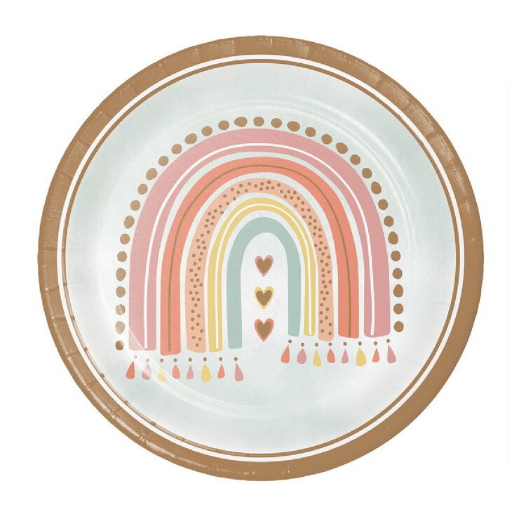 360517 9" Boho Rainbow Paper Plate