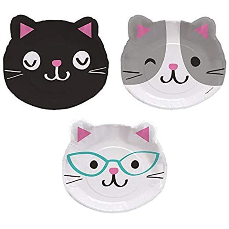 328704 9" Cute Cat Shaped Paper Pla