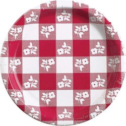 05886 9" Red Gingham Paper Plate