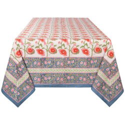 1057010 90" Block Print Poppy Table