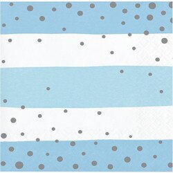 346301 Blue Silver Beverage Napkins