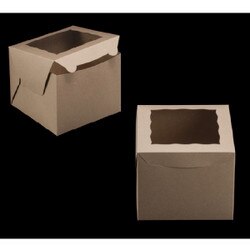 3437 Brown Cake Box w/ Window 8x8x6