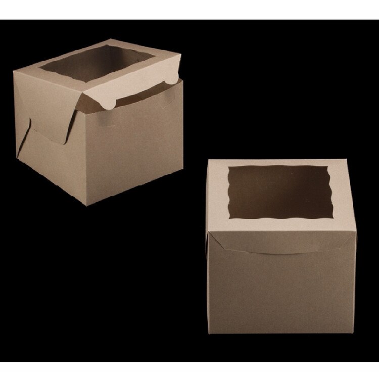 3437 Brown Cake Box w/ Window 8x8x6