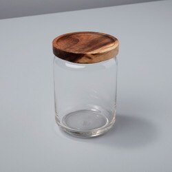 41-591 Glass & Acacia Canister- Med