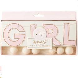 BAB803 It's a Girl Pink Baby Banner