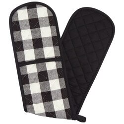 2170001 Long Black Check Oven Mitt