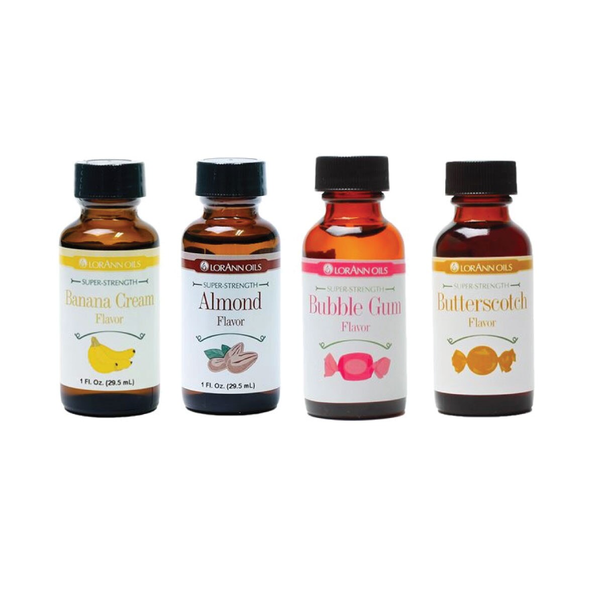four jars of flavor oils