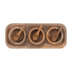AH2073 Mango Wood Tray with 3 Bowls