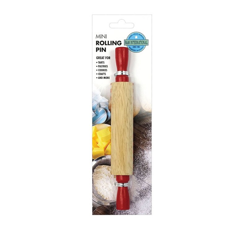 6666 Mini Wood Rolling Pin w/Red Ha