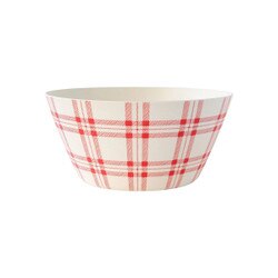 PLBB144 Red Plaid Bamboo Serving Bo