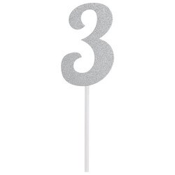335043 Silver Glitter # 3 Cake Topp