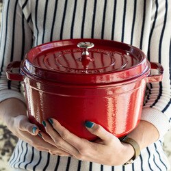 Staub Enameled Cast Iron 7 Quart Round Cocotte in Cherry