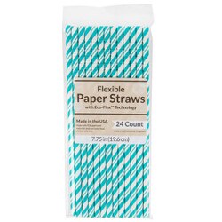329632 Teal Striped Straws