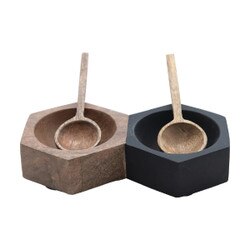 AH2122 Wood Dish with 2 Sections an