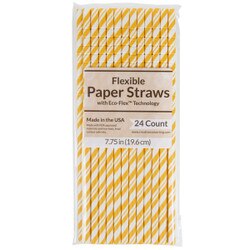 324490 Yellow/White Striped Paper S