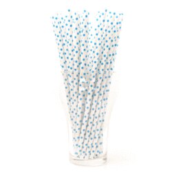 CU40-BL Blue Polka Dot Paper Straws
